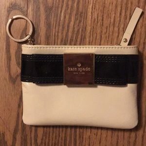 brand new beige+black kate spade key pouch
